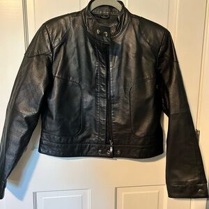 Black short leather jacket size XL
